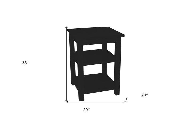28" Black Solid Wood Nightstand