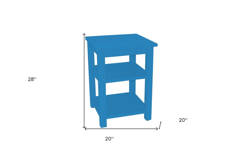 28" Blue Solid Wood Nightstand