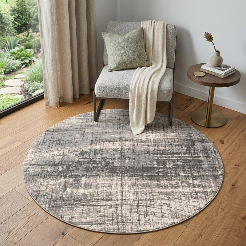 5' X 7' Gray and White Abstract Non Skid Area Rug