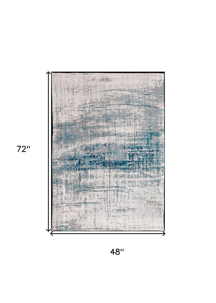 6' X 8' Blue and Gray Abstract Non Skid Area Rug