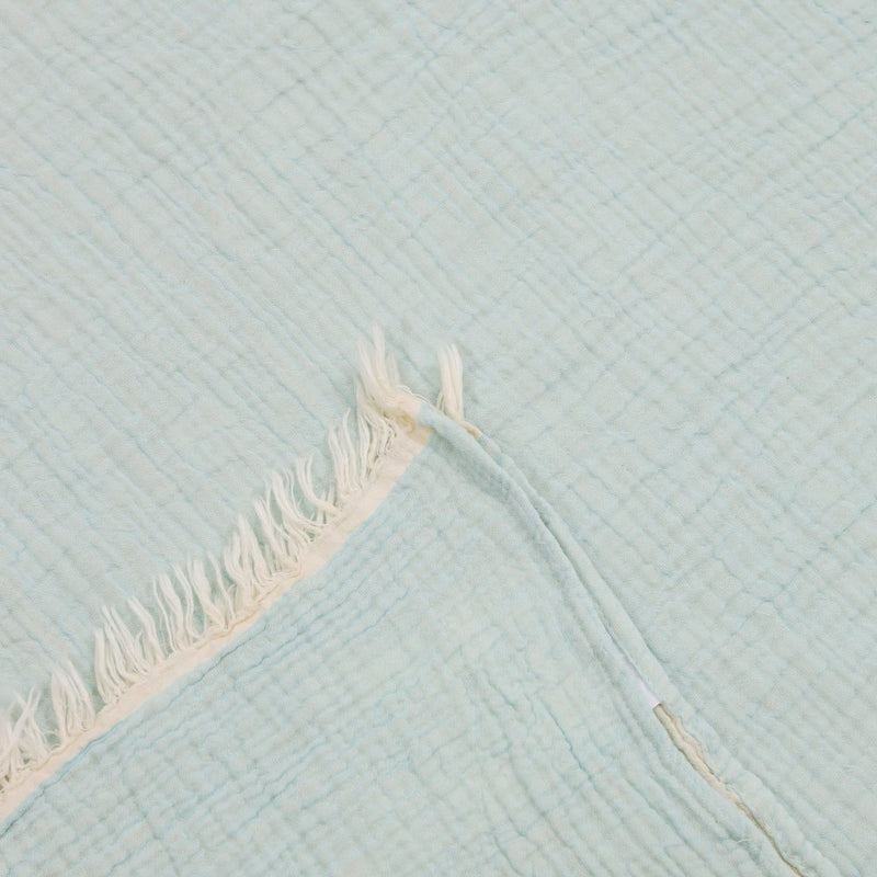47" X 60" Aqua Cotton Woven Turkish Towel Throw Blanket with Fringe