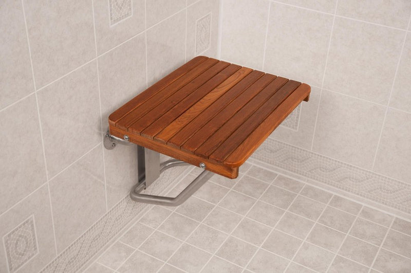 14" X 20" Brown Teak Rectangular Shower Bench