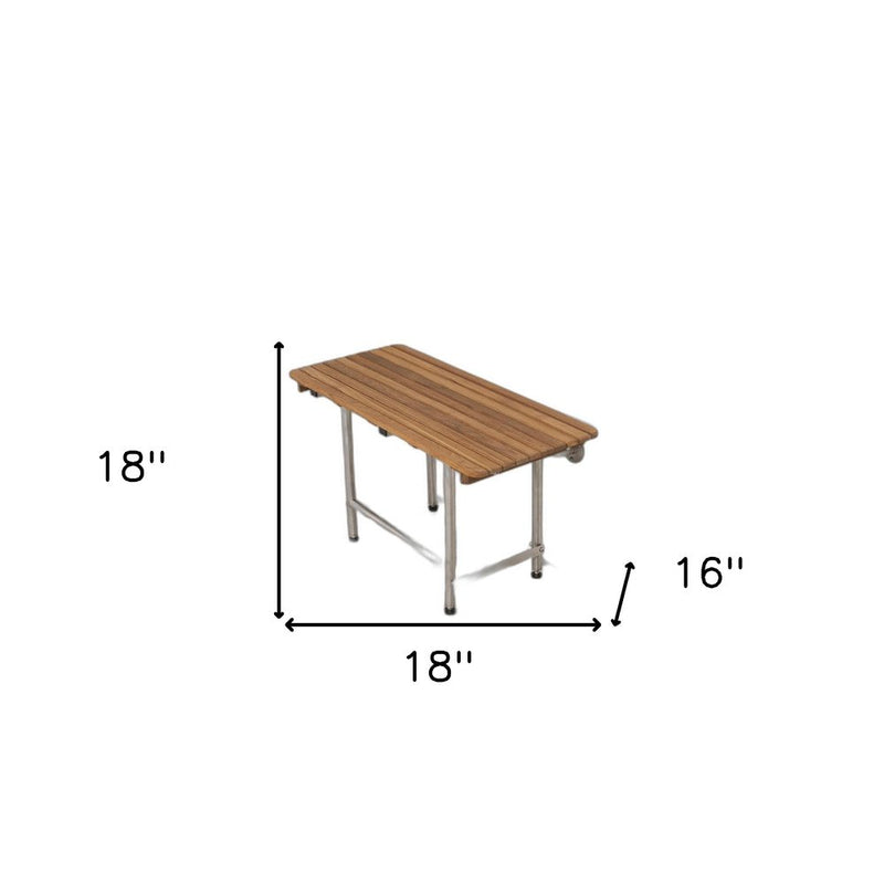 18" X 18" Brown Teak Rectangular Shower Bench