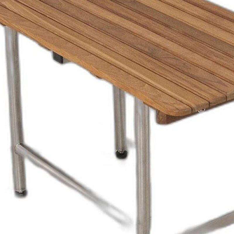 18" X 28" Brown Teak Rectangular Shower Bench