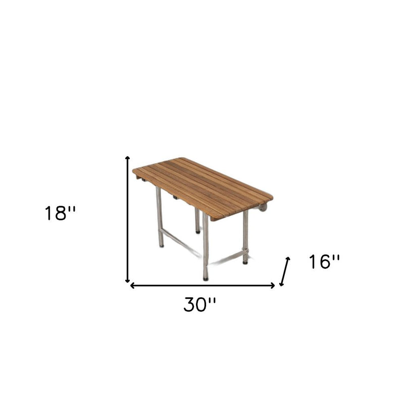 18" X 30" Brown Teak Rectangular Shower Bench