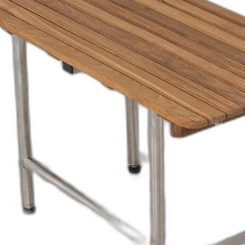 18" X 36" Brown Teak Rectangular Shower Bench