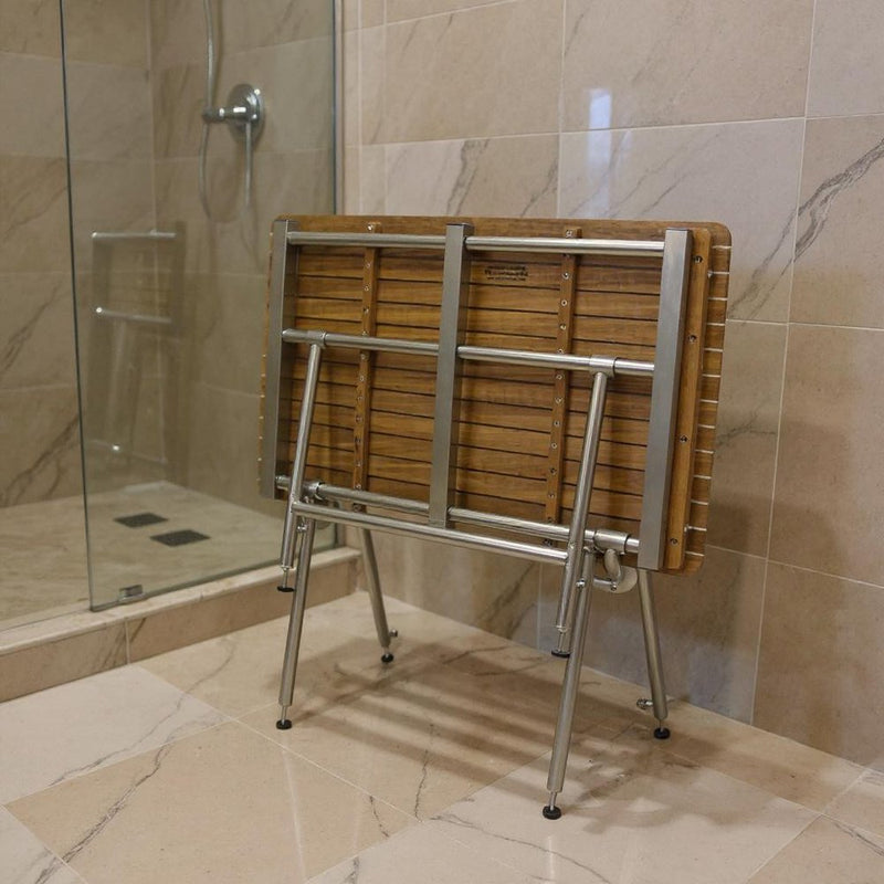 18" X 48" Brown Teak Rectangular Shower Bench
