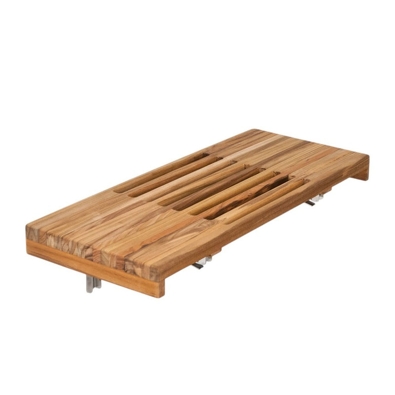 30" Brown Wall Mount Teak Rectangular Shower Bench