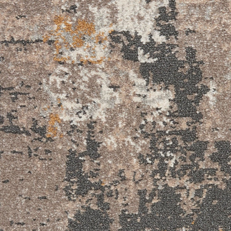 8' Cream Black and Gray Abstract Runner Rug