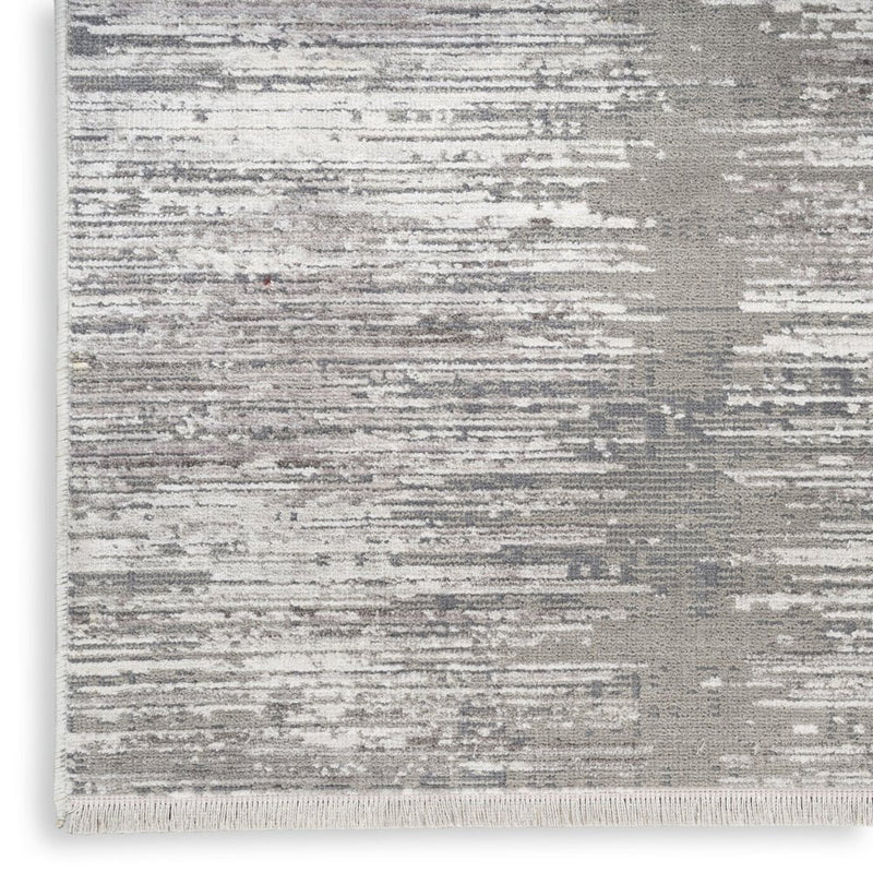 8' X 10' Gray And White Abstract Area Rug With Fringe