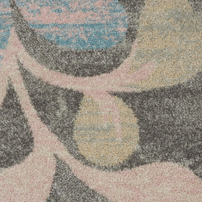 5' X 7' Navy Blue and Beige Botanical Leaves Area Rug