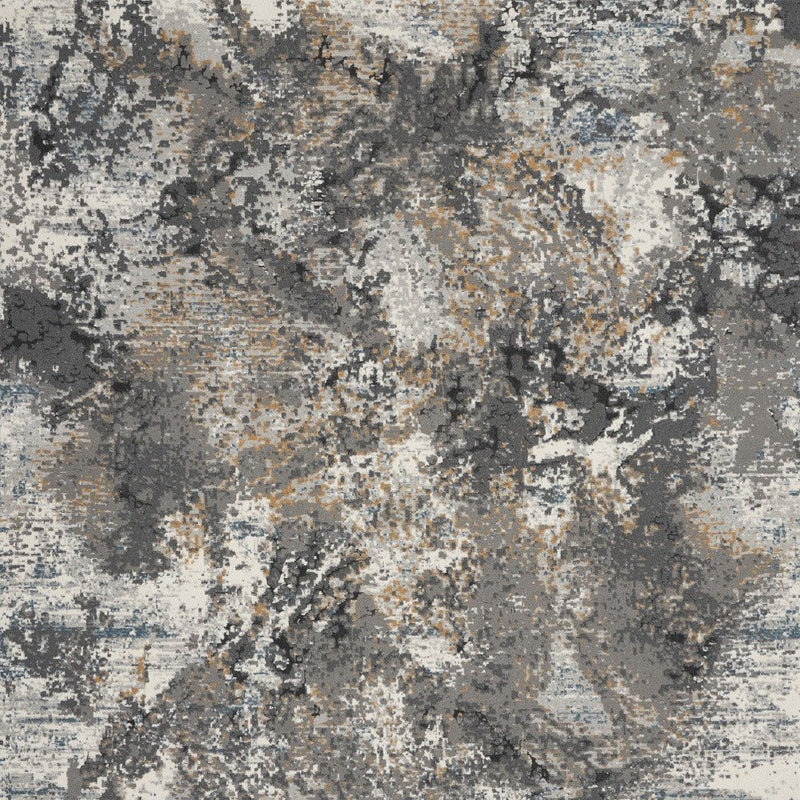 8' X 10' Ivory Gray And Orange Abstract Area Rug