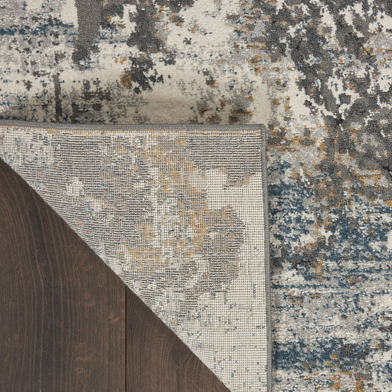 8' X 10' Ivory Gray And Orange Abstract Area Rug