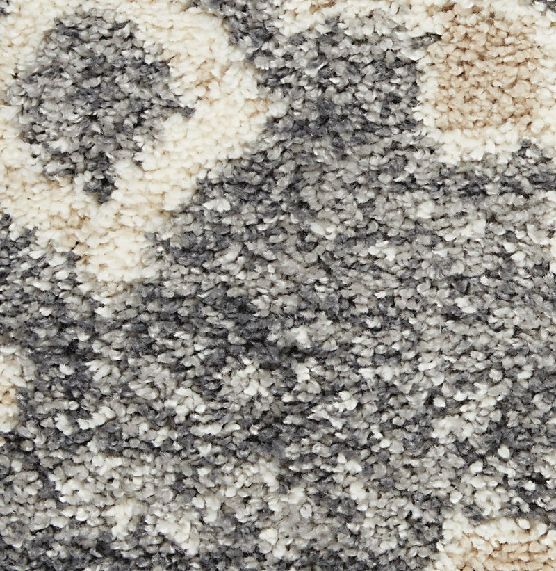 5' X 8' Ivory And Gray Geometric Shag Non Skid Area Rug