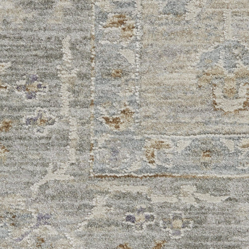 10' Gray Floral Runner Rug