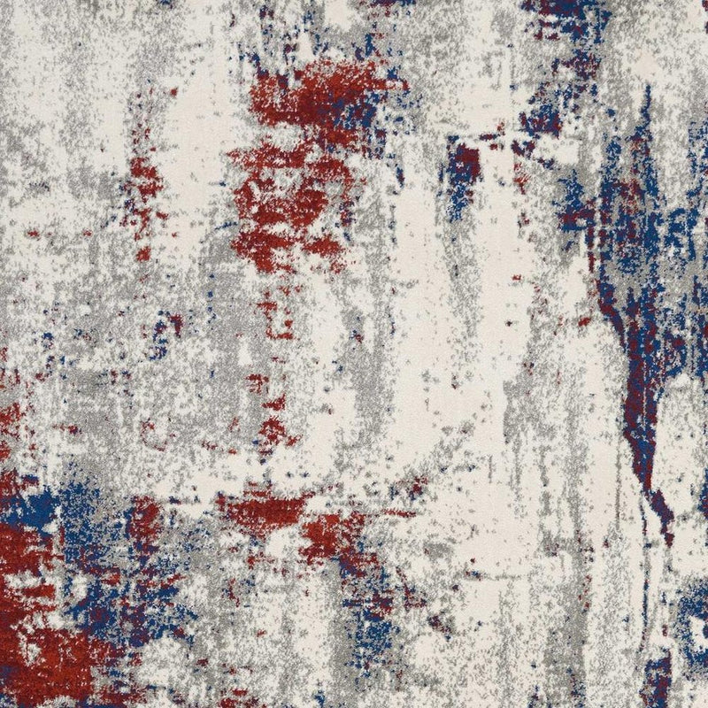 8' X 11' Ivory Red and Blue Abstract Non Skid Area Rug