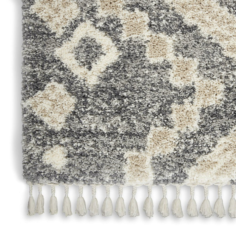 8' X 11' Gray Geometric Shag Area Rug