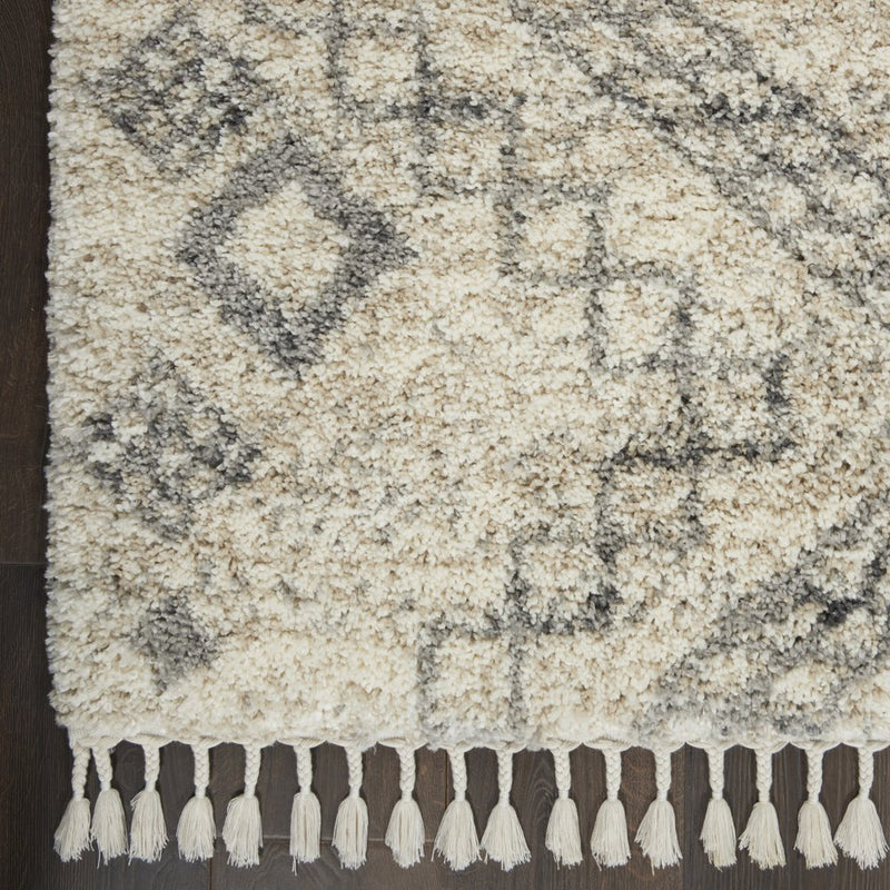 8' X 11' Ivory And Gray Geometric Shag Non Skid Area Rug