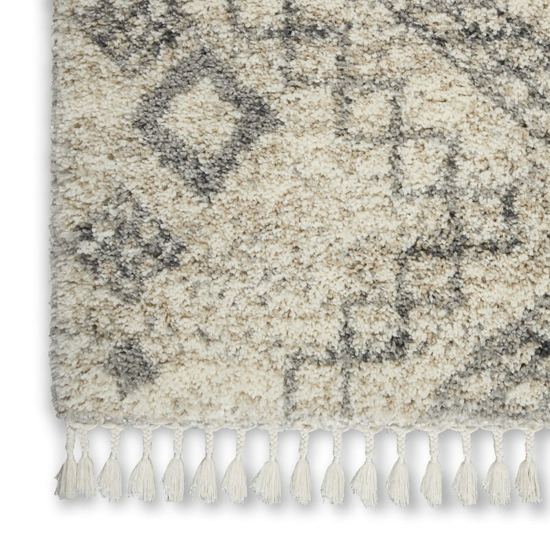 8' X 11' Ivory And Gray Geometric Shag Non Skid Area Rug