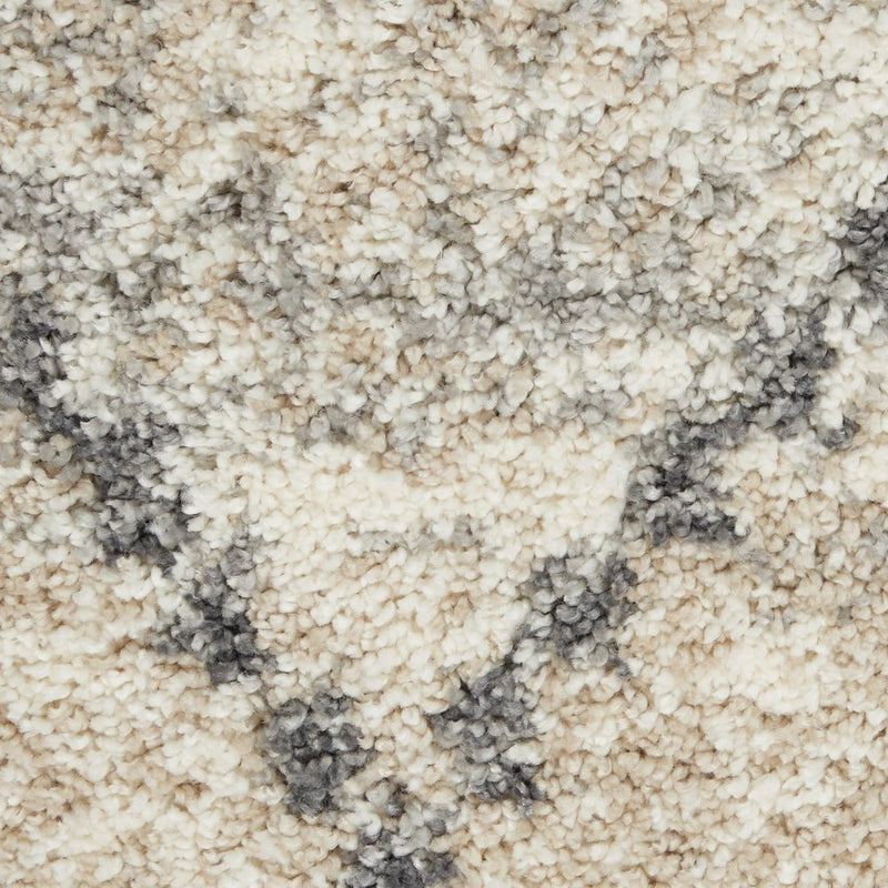 8' X 11' Ivory And Gray Geometric Shag Non Skid Area Rug