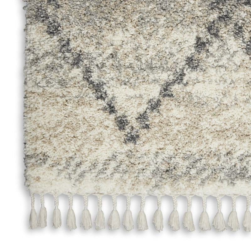 8' X 11' Ivory And Gray Geometric Shag Non Skid Area Rug