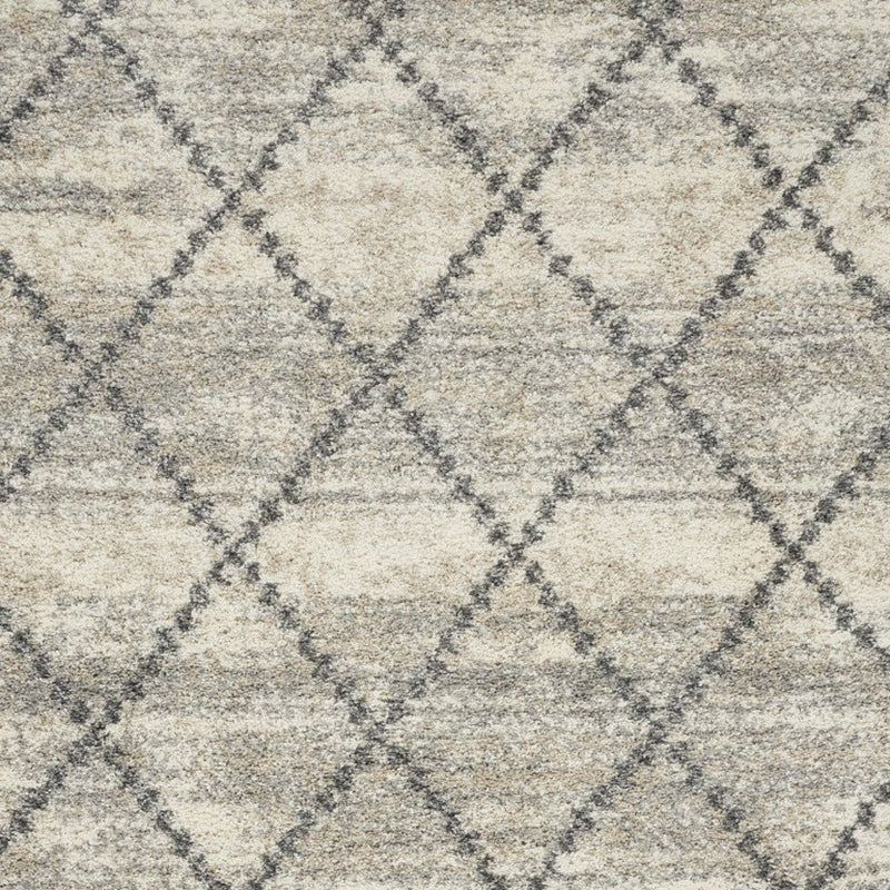 8' X 11' Ivory And Gray Geometric Shag Non Skid Area Rug