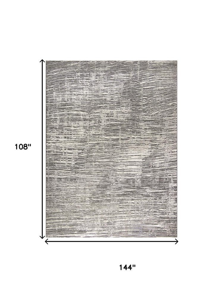 9' X 12' Ivory and Gray Abstract Non Skid Area Rug