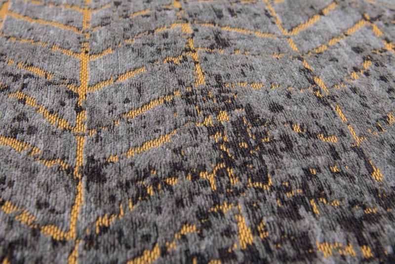 10' Black And Gold Chevron Washable Runner Rug