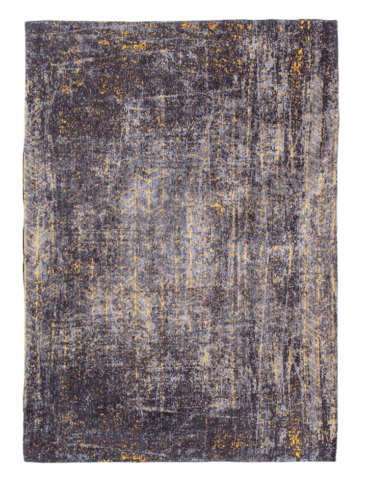10' Black And Gold Chevron Washable Runner Rug