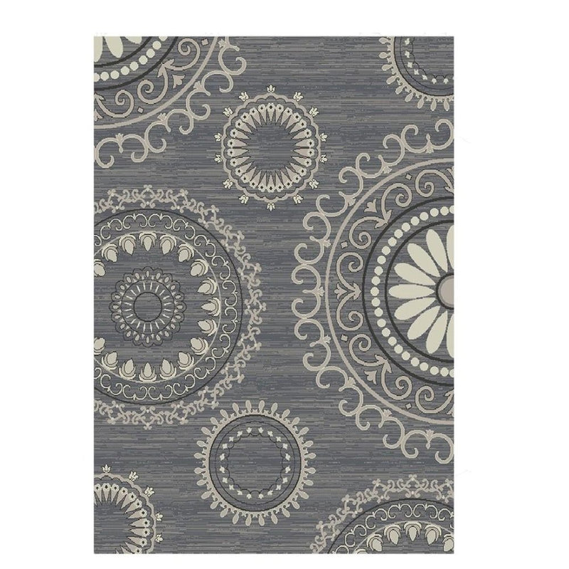 8' X 10' Gray and Ivory Geometric Area Rug