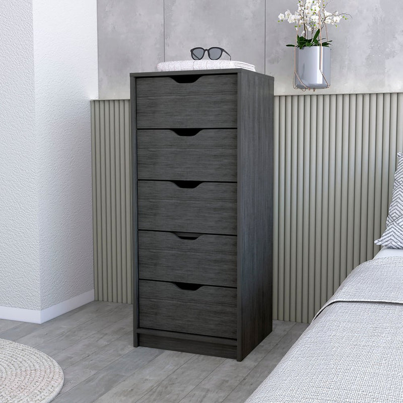 18" White Wood Five Drawer Dresser