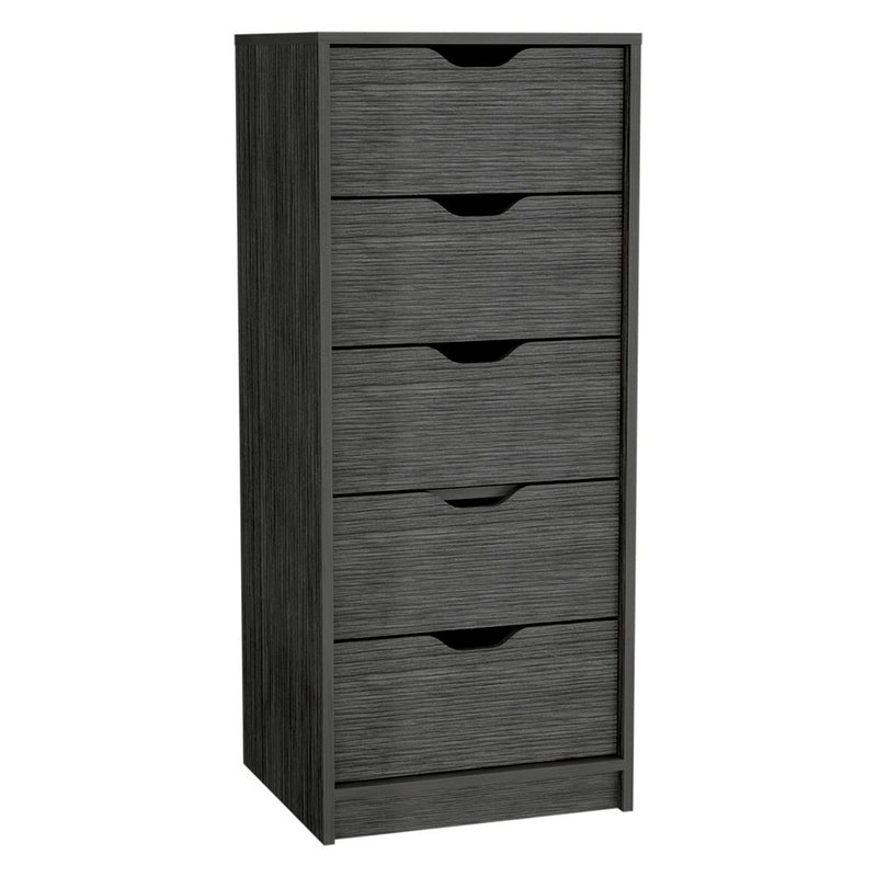 18" White Wood Five Drawer Dresser