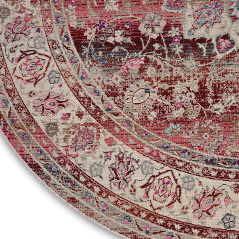 2' X 4' Ivory And Red Floral Distressed Area Rug