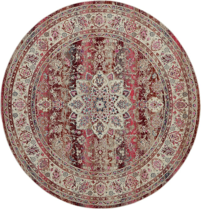 2' X 4' Ivory And Red Floral Distressed Area Rug