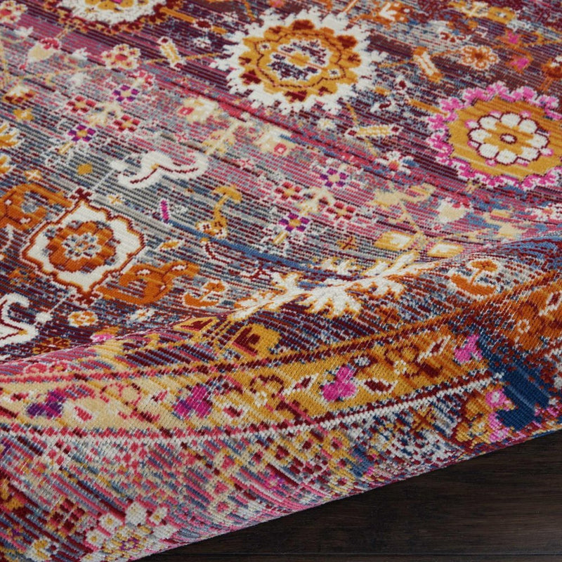 4' X 6' Blue Yellow And Red Floral Distressed Area Rug