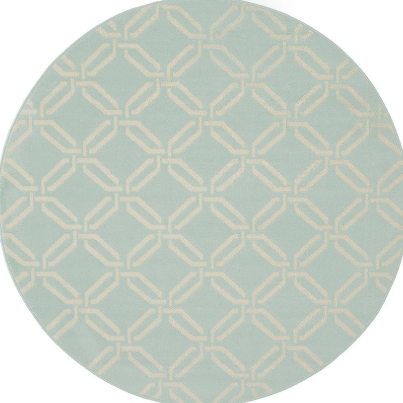 5' Beige and Green Trellis Round Rug
