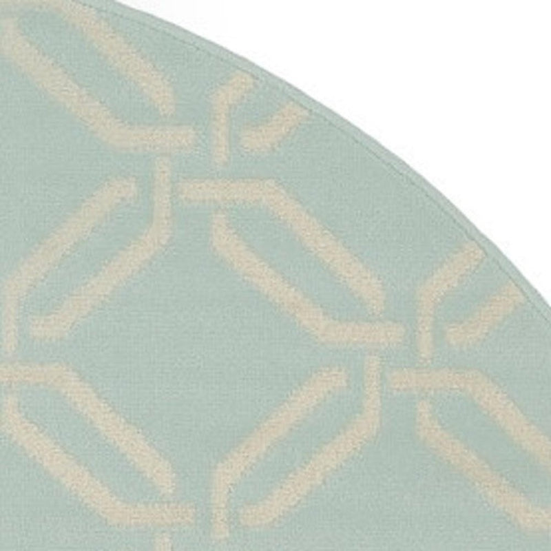 5' Beige and Green Trellis Round Rug