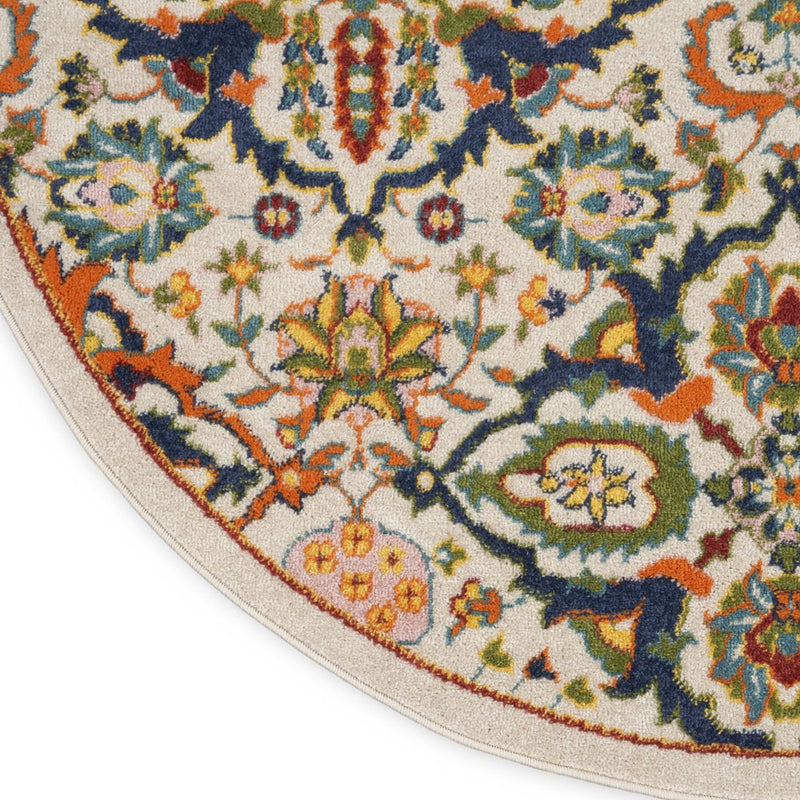 3' X 5' Beige and Blue Floral Power Loom Area Rug