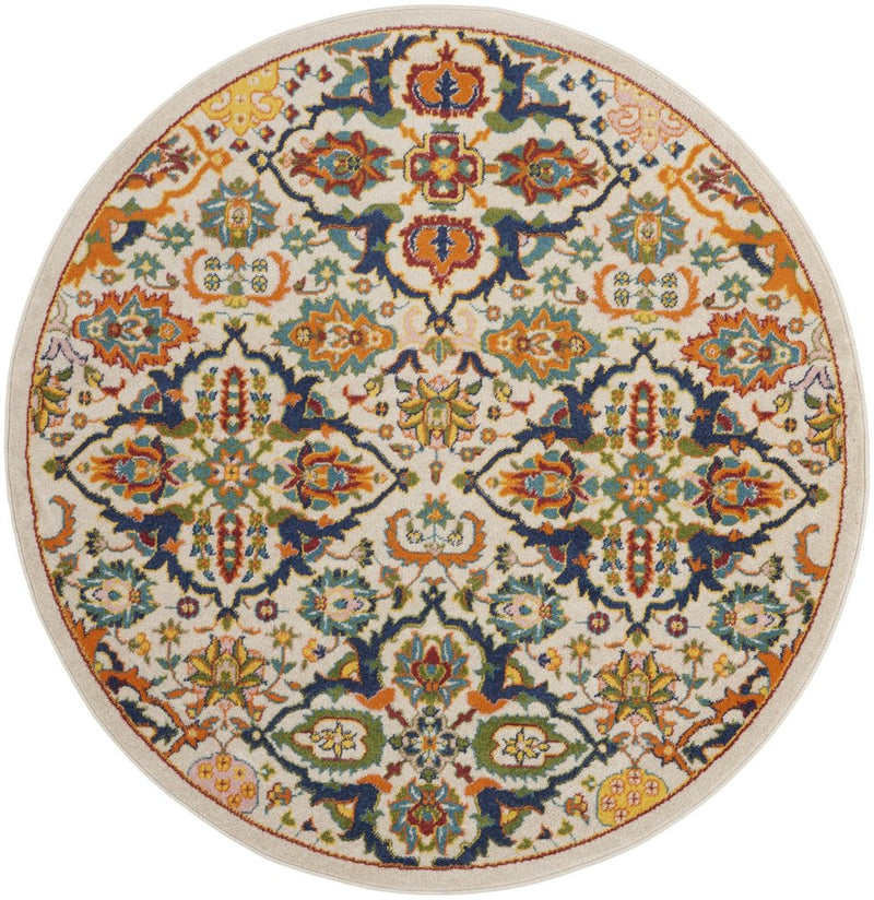 3' X 5' Beige and Blue Floral Power Loom Area Rug