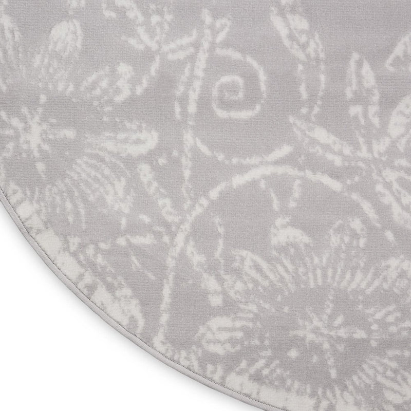 8' Gray and Ivory Floral Distressed Non Skid Runner Rug