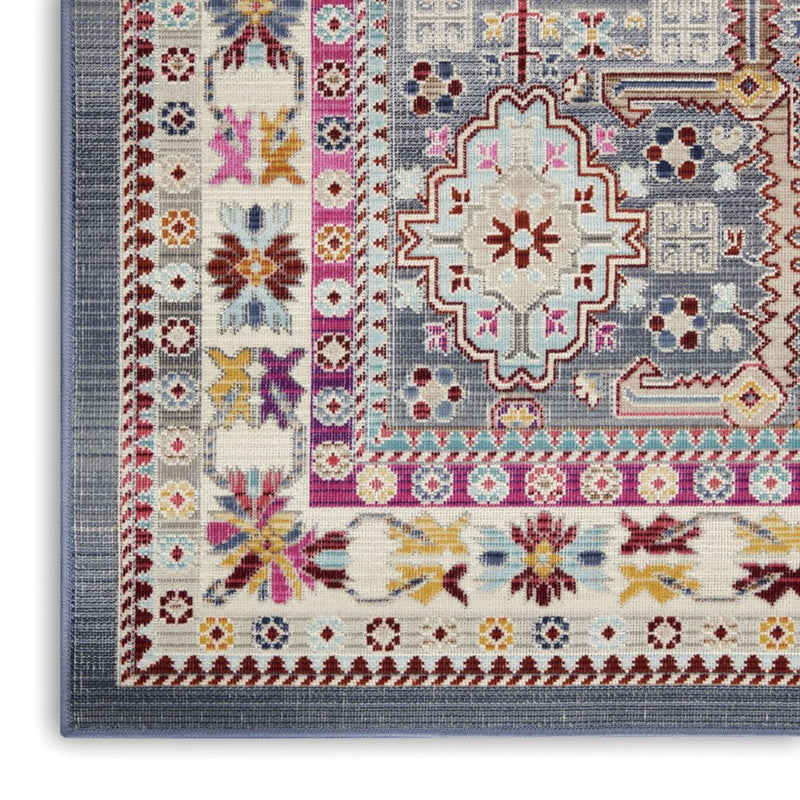 9' X 12' Ivory Pink And Gray Floral Distressed Non Skid Area Rug