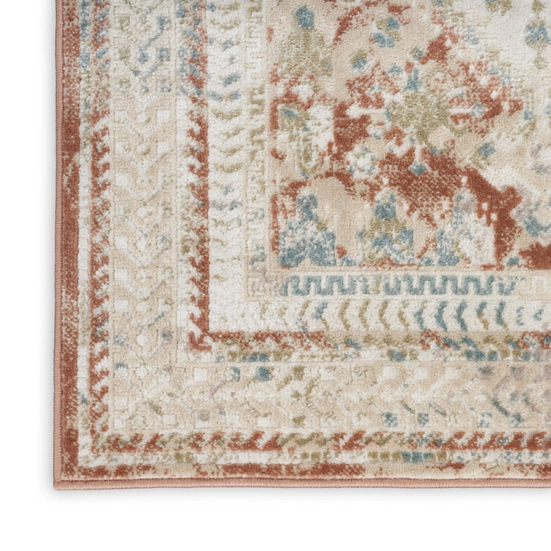 10' Rust And Ivory Oriental Non Skid Runner Rug