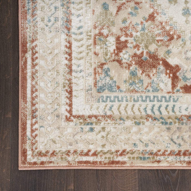 10' Rust And Ivory Oriental Non Skid Runner Rug