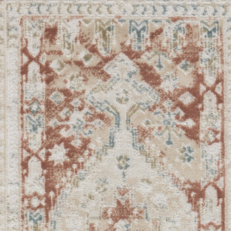 10' Rust And Ivory Oriental Non Skid Runner Rug