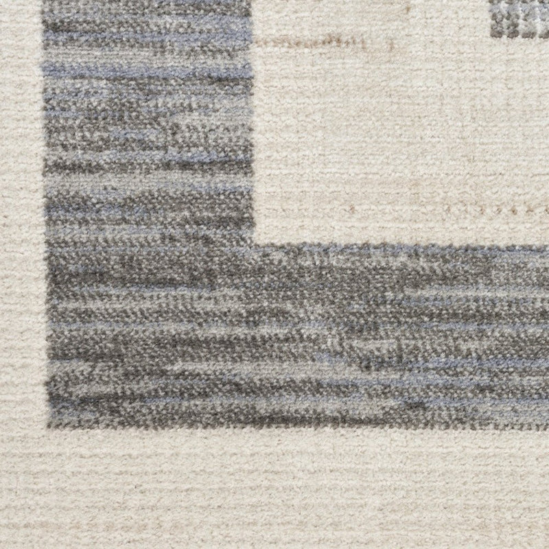 8' Ivory And Gray Geometric Runner Rug