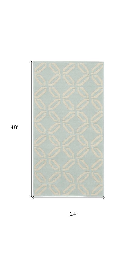 8' X 10' Beige and Green Trellis Non Skid Area Rug
