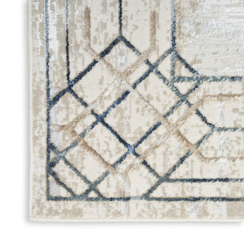 4' X 6' Ivory Black and Taupe Geometric Non Skid Area Rug