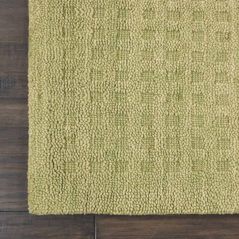 7' X 10' Green Wool Shag Handmade Area Rug