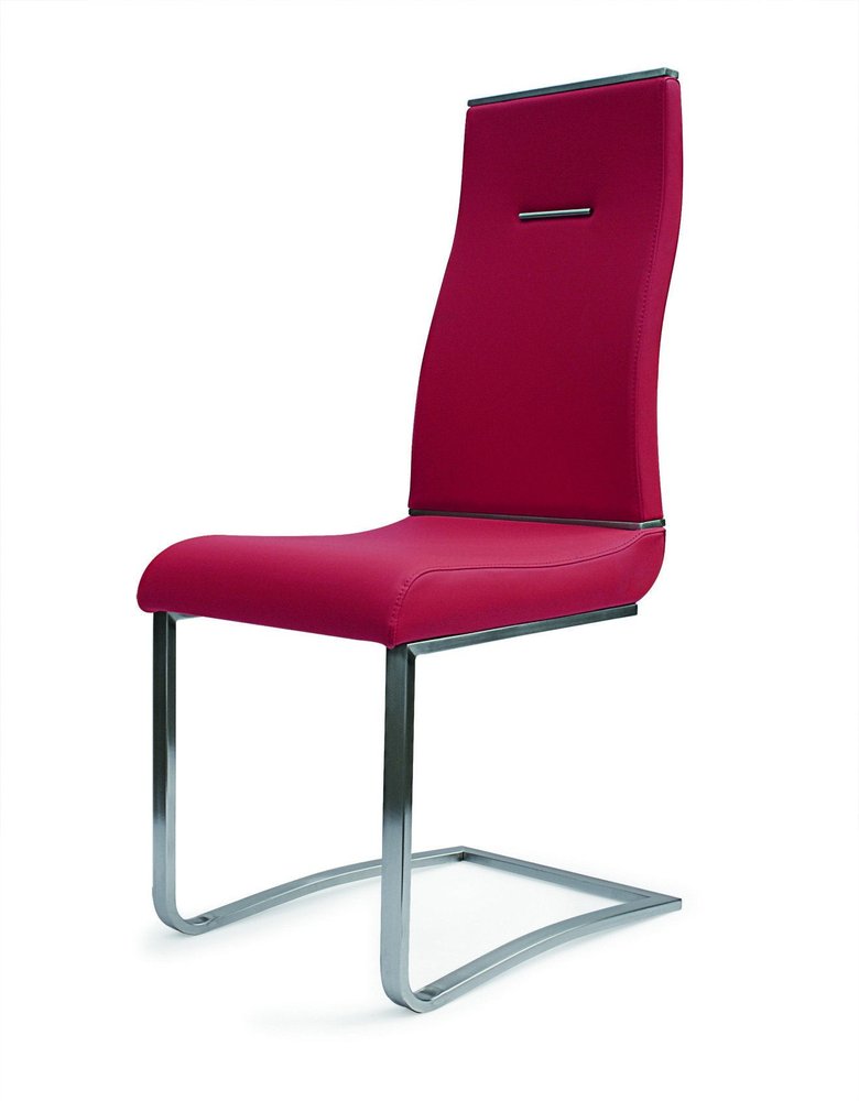 Set of Two Black And Silver Faux Leather And Stainless Steel Dining Side Chairs