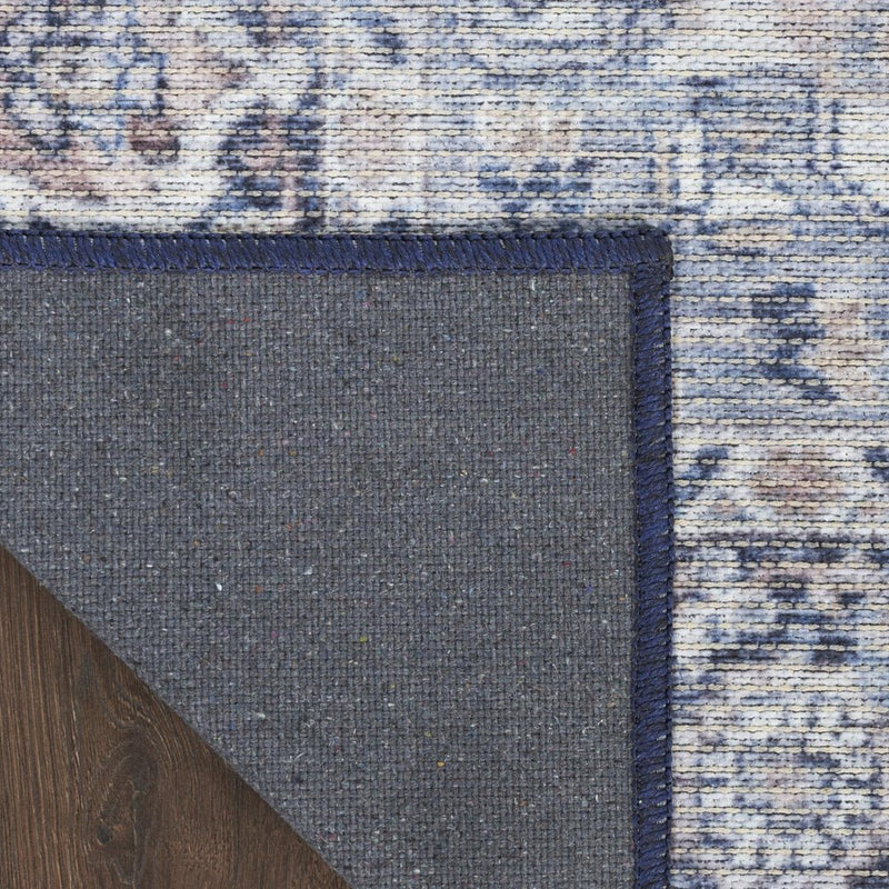 4' X 6' Ivory And Blue Floral Distressed Area Rug